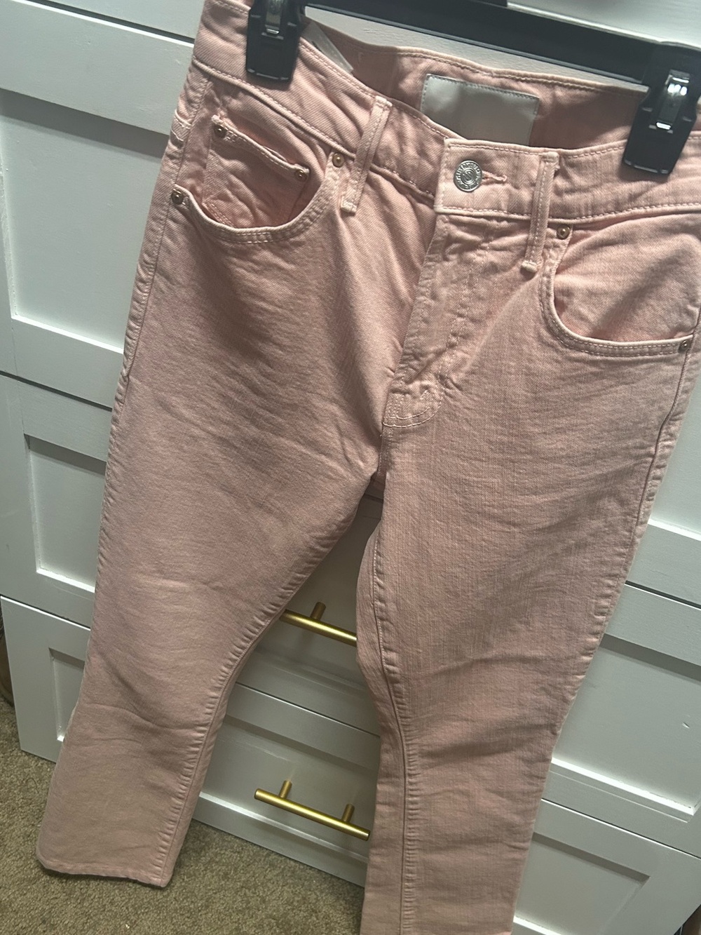 MOTHER Pink Cropped Ankle Jeans